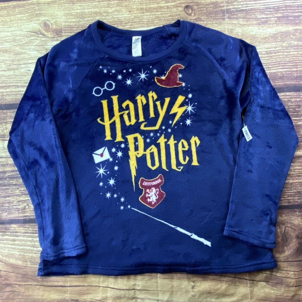 Harry Potter Womens Sleepwear Size XL Blue Logo Sweater Pullover Crewneck